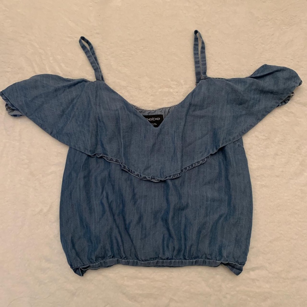 Off the shoulder denim tank